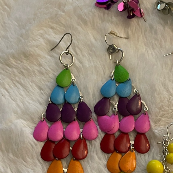 Totally RAD 1990s retro lot of colour earrings dangles. Vintage. Retro. Lot - Picture 4 of 5